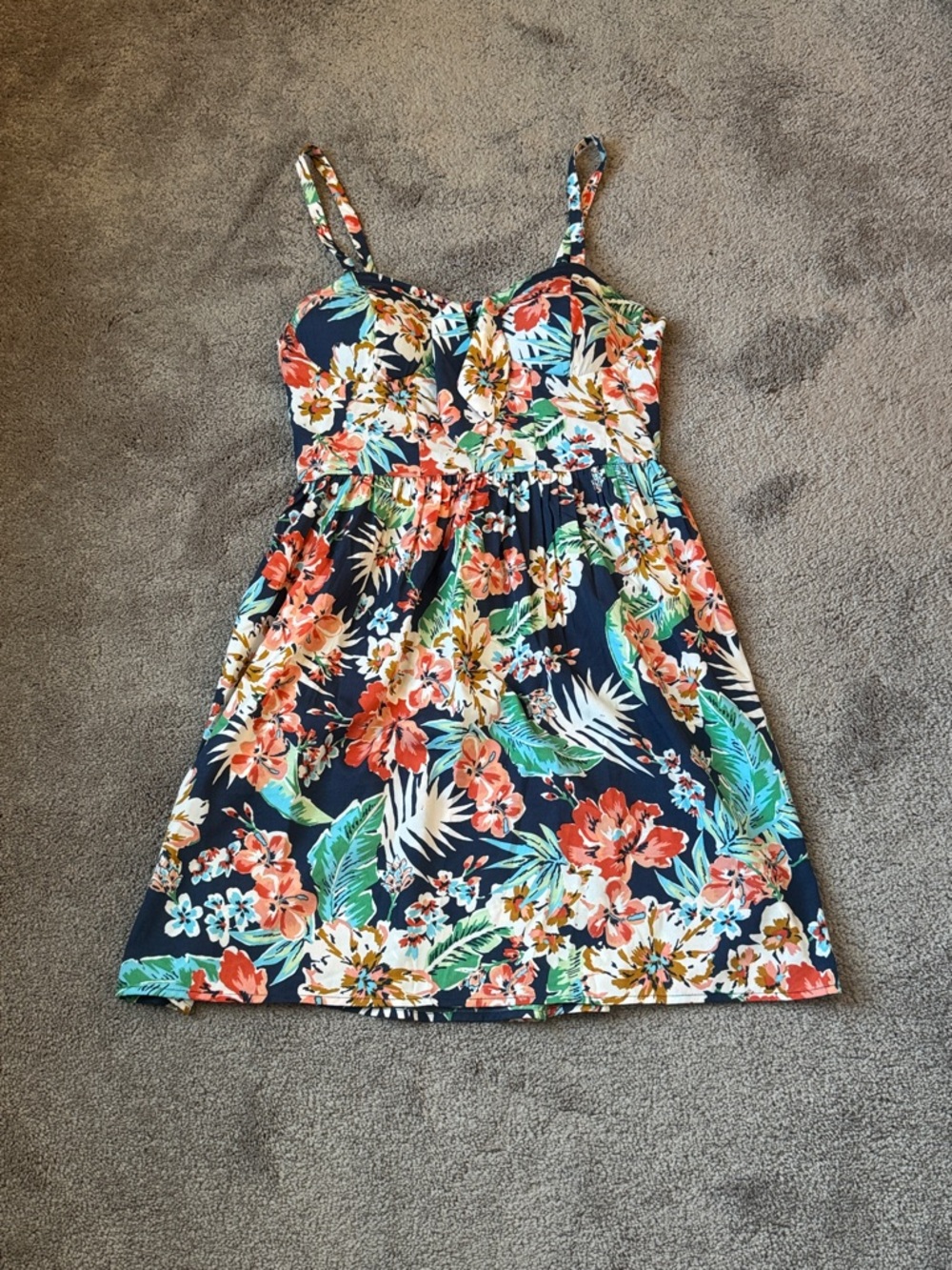 Band of Gypsies Navy Floral Smocked Boho Sundress Spaghetti Strap SIZE M